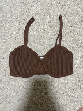 Aritzia Brown Mini Ribbed Tank